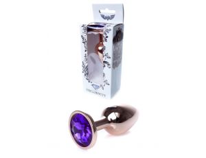 Korek analny ze stali nierdzewnej z fioletowym diamencikiem HeavyFun 7 cm