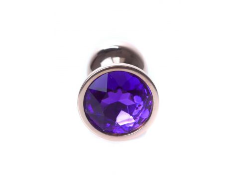 Korek analny ze stali nierdzewnej z fioletowym diamencikiem HeavyFun 7 cm - 2