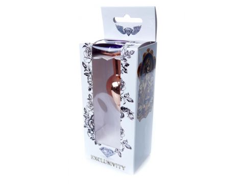 Korek analny ze stali nierdzewnej z fioletowym diamencikiem HeavyFun 7 cm - 7