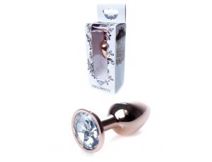 Biżuteria analna stalowa HeavyFun Red Gold Clear 7 cm