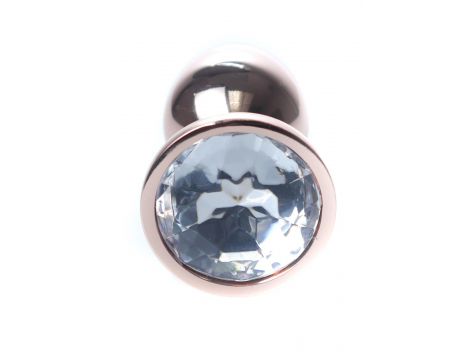 Biżuteria analna stalowa HeavyFun Red Gold Clear 7 cm - 2
