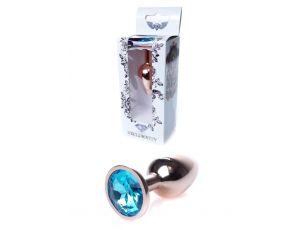Korek analny HeavyFun ze stali nierdzewnej z diamentem jasnoniebieski 7 cm