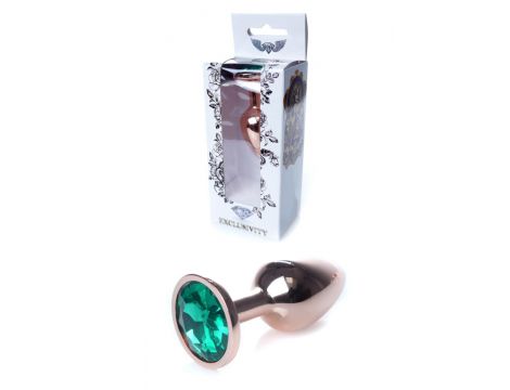 Korek analny ze stali nierdzewnej z diamentem zielony HeavyFun 7 cm