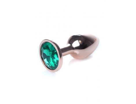 Korek analny ze stali nierdzewnej z diamentem zielony HeavyFun 7 cm - 3