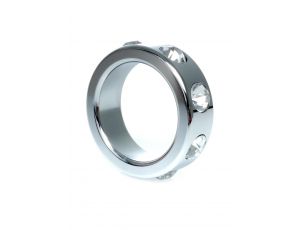 Pierścień erekcyjny stalowy z kryształowymi diamencikami HeavyFun 3,5 cm