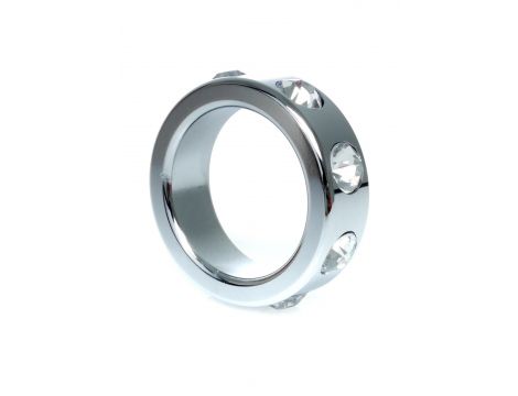 Pierścień erekcyjny stalowy z kryształowymi diamencikami HeavyFun 3,5 cm