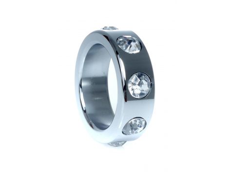 Pierścień erekcyjny stalowy z kryształowymi diamencikami HeavyFun 3,5 cm - 3