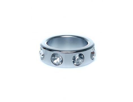 Pierścień erekcyjny stalowy z kryształowymi diamencikami HeavyFun 3,5 cm - 4