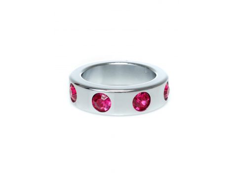 Pierścień erekcyjny stalowy z różowymi diamencikami HeavyFun 4 cm - 4