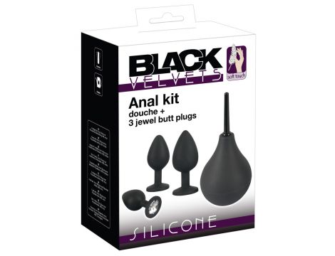 Zestaw analny Black Velvets z prysznicem i trzema korkami