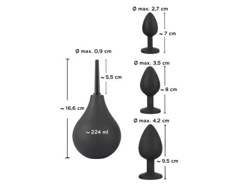 Zestaw analny Black Velvets z prysznicem i trzema korkami - 15
