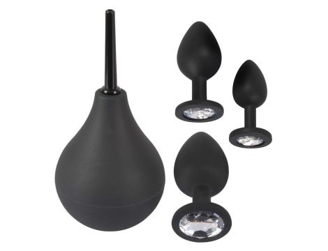 Zestaw analny Black Velvets z prysznicem i trzema korkami - 4