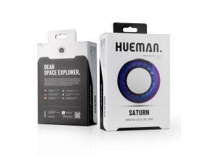 Pierścień wibrujący na penisa i jądra Hueman Saturn fioletowy USB