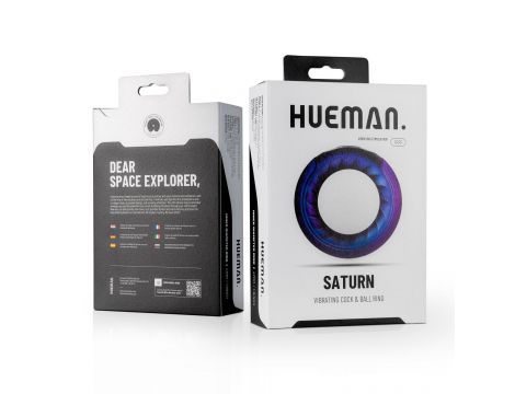 Pierścień wibrujący na penisa i jądra Hueman Saturn fioletowy USB