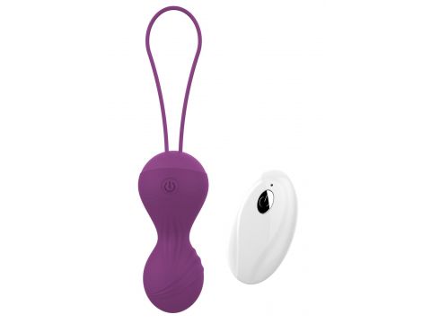 Kulki kegla wibrujące silikonowe z pilotem B Series Magic fioletowe USB - 2