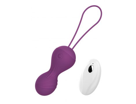 Kulki kegla wibrujące silikonowe z pilotem B Series Magic fioletowe USB - 3