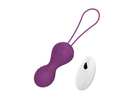Kulki kegla wibrujące silikonowe z pilotem B Series Magic fioletowe USB - 5