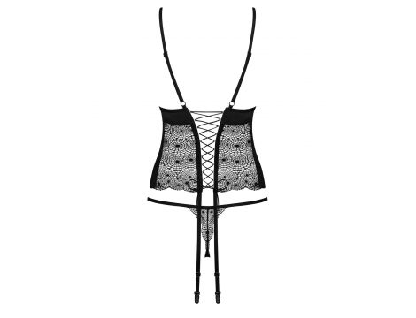 Koronkowy gorset i stringi Obsessive Sharlotte czarny S/M - 6