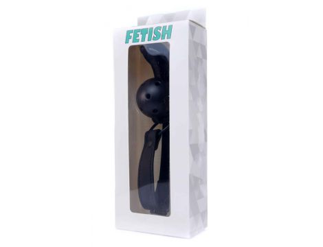Knebel kulkowy z otworami powietrznymi Fetish B Series regulowany czarny - 2