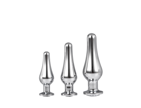 Zestaw Aluminiowych Korków Analnych Gleaming Love Srebrny z Klejnotem - 3