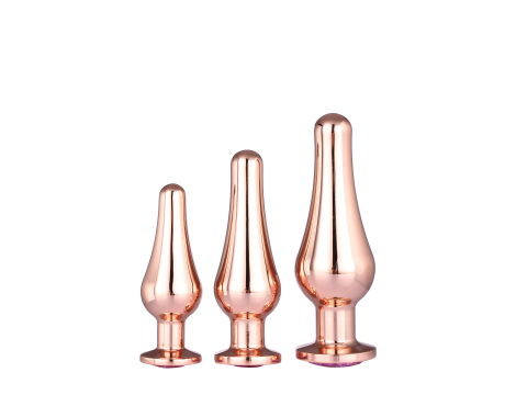 Zestaw korków analnych Gleaming Love aluminium różowe złoto - 3