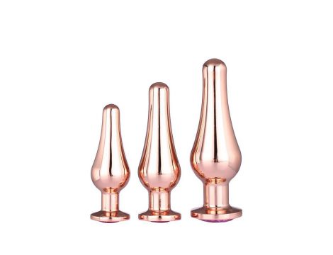 Zestaw korków analnych Gleaming Love aluminium różowe złoto - 4