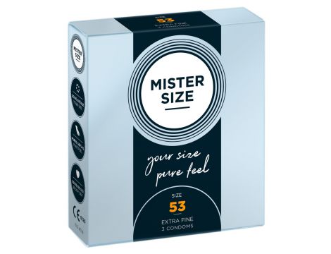 Prezerwatywy cienkie transparentne Mister Size 53 mm wegańskie 3 szt - 2