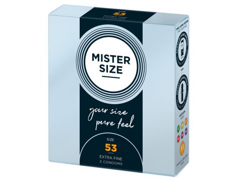 Prezerwatywy cienkie transparentne Mister Size 53 mm wegańskie 3 szt - 4
