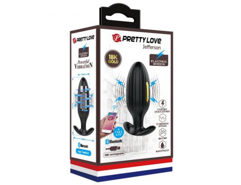 Korek analny wibrujący z elektrostymulacją Pretty Love Jefferson czarny USB - 8