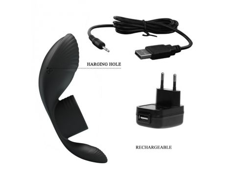 Pierścień erekcyjny wibrujący silikonowy Pretty Love 7 funkcji czarny USB - 10