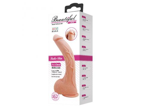 Dildo realistyczne ssące zakrzywione Baile Beautiful Jack cieliste 26 cm - 3