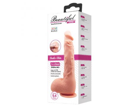 Realistyczne dildo zakrzywione Baile Jason 25 cm cieliste z przyssawką - 3