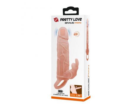 Przedłużka wibrująca Pretty Love Brave Man cielista 10 trybów - 8