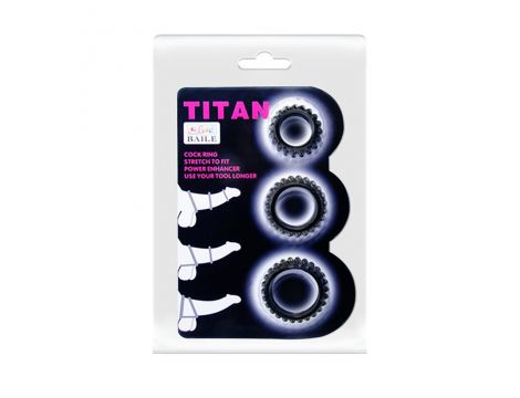 Zestaw trzech silikonowych pierścieni erekcyjnych Baile Titan czarny - 7