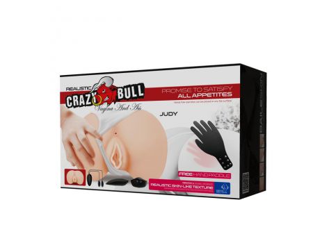 Wibrujący masturbator Crazy Bull Judy cielisty podwójne otwory - 10
