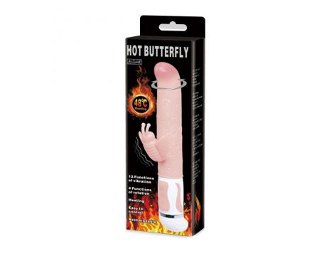 Wibrator króliczek Baile Hot Butterfly rozgrzewający cielisty USB - 7