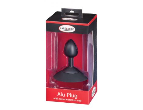 Korek analny aluminiowy Malesation z przyssawką mały czarny - 6