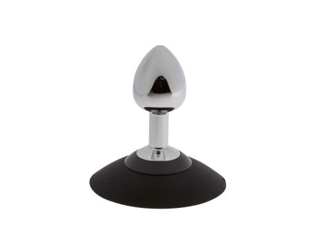 Korek analny aluminiowy Malesation z przyssawką mały chrom - 2