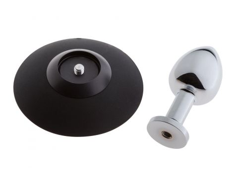 Korek analny aluminiowy Malesation z przyssawką mały chrom - 3