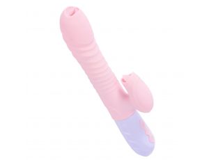 Różowy silikonowy wibrator USB 7 funkcji z pchnięciem i ogrzewaniem