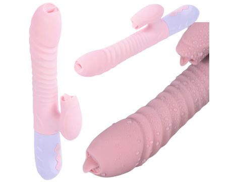 Różowy silikonowy wibrator USB 7 funkcji z pchnięciem i ogrzewaniem - 9
