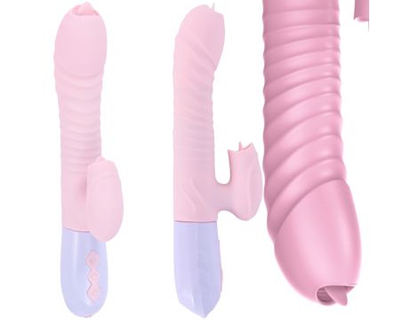 Różowy silikonowy wibrator USB 7 funkcji z pchnięciem i ogrzewaniem - 11
