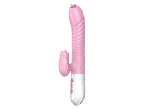 Różowy silikonowy wibrator USB 7 funkcji z pchnięciem i ogrzewaniem - 2