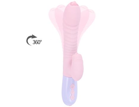 Różowy silikonowy wibrator USB 7 funkcji z pchnięciem i ogrzewaniem - 5