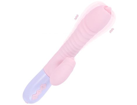 Różowy silikonowy wibrator USB 7 funkcji z pchnięciem i ogrzewaniem - 7