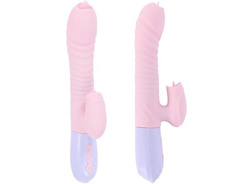 Różowy silikonowy wibrator USB 7 funkcji z pchnięciem i ogrzewaniem - 6