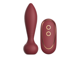 Wibrujący korek analny silikonowy Romance Romy bordowy z pilotem USB