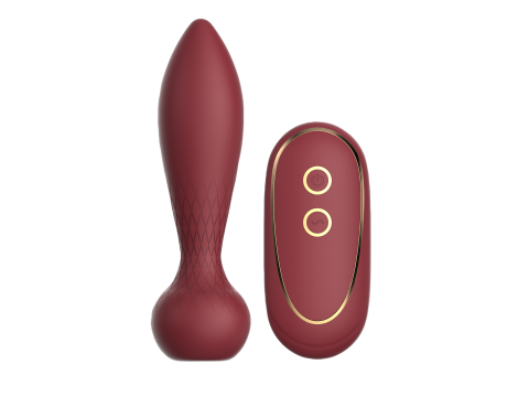 Wibrujący korek analny silikonowy Romance Romy bordowy z pilotem USB