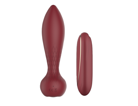 Wibrujący korek analny silikonowy Romance Romy bordowy z pilotem USB - 3