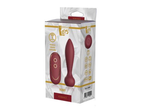 Wibrujący korek analny silikonowy Romance Romy bordowy z pilotem USB - 2